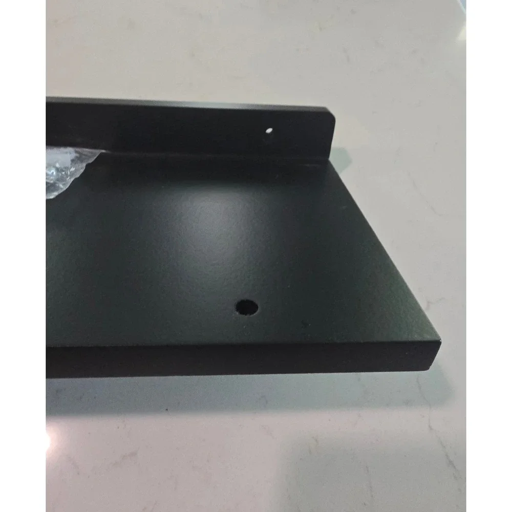 Modern Black Metal Floating Wall Shelf 16 Inch Ledge with Mounting Hardware